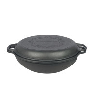 Казан чавунний WOK (Узбецький) 8л, ∅34 х 15.2см із кришкою-сковорідкою