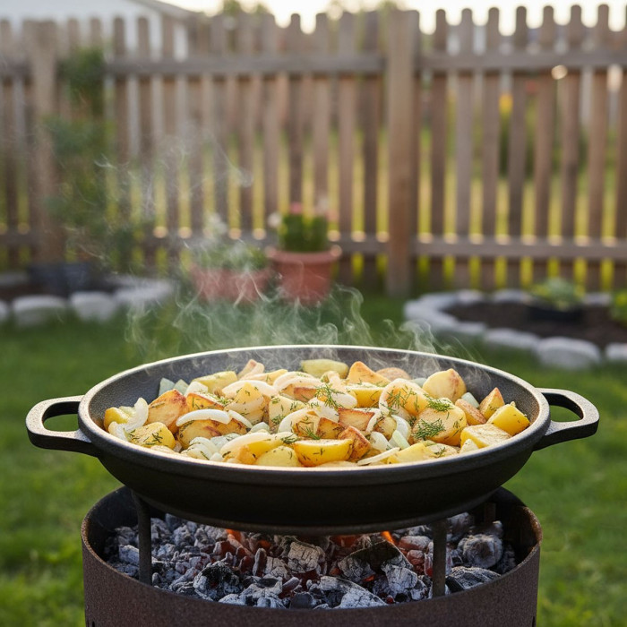 Казан чугунный WOK (Узбекский) 8л, ∅34 х 15.2см с крышкой-сковородкой