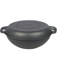 Казан чавунний WOK (Узбецький) 12л, ∅40 х 17.2см із кришкою-сковорідкою