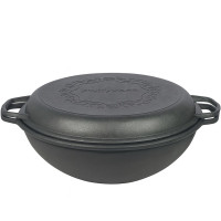 Казан чугунный WOK (Узбекский) 12л, ∅40 х 17.2см с крышкой-сковородкой