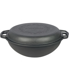 Казан чавунний WOK (Узбецький) 12л, ∅40 х 17.2см із кришкою-сковорідкою