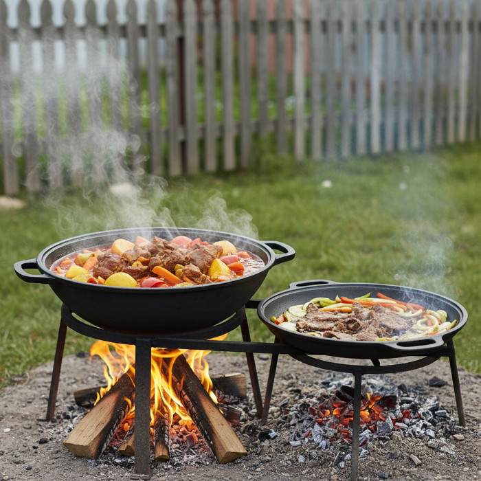 Казан чугунный WOK (Узбекский) 12л, ∅40 х 17.2см с крышкой-сковородкой