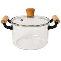 Кастрюля стеклянная с крышкой и деревянными ручками, 3.5л