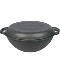 Казан чавунний WOK (Узбецький) 15л, ∅40 х 20см із кришкою-сковорідкою