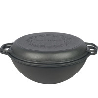 Казан чугунный WOK (Узбекский) 15л, ∅40 х 20см с крышкой-сковородкой