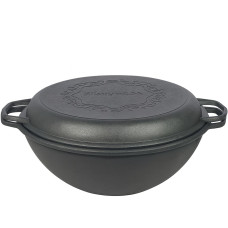Казан чавунний WOK (Узбецький) 15л, ∅40 х 20см із кришкою-сковорідкою