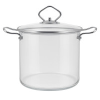 Кастрюля стеклянная с крышкой и металичискими ручками, 3.5л