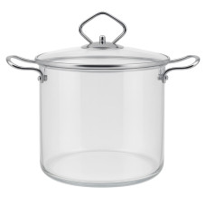Кастрюля стеклянная с крышкой и металичискими ручками, 3.5л