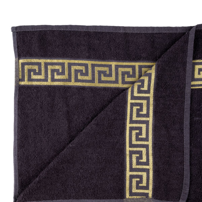 Набор хлопковых полотенец для ванной Versace, антрацит (банное 70х140 + для лица 50х90)